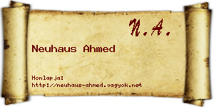 Neuhaus Ahmed névjegykártya
